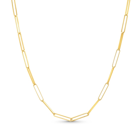 2.0mm Paper Clip Chain Necklace in Solid 14K Gold - 20"