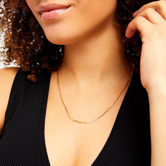 2.0mm Paper Clip Chain Necklace in Solid 14K Gold - 20"