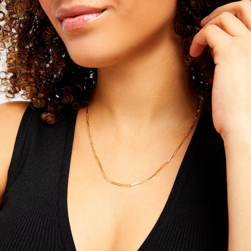 Main Image 2 of 2.0mm Paper Clip Chain Necklace in Solid 14K Gold - 20"