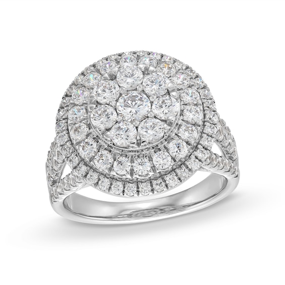 2 CT. T.w. Multi-Diamond Triple Row Split Shank Ring in 10K White Gold