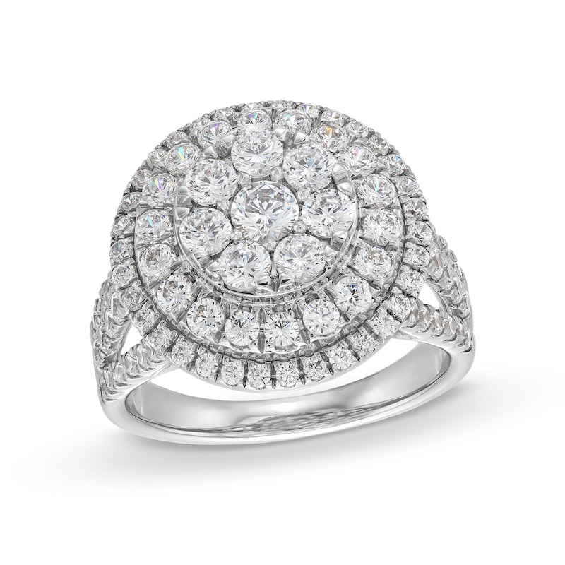 Main Image 1 of 2 CT. T.W. Multi-Diamond Triple Row Split Shank Ring in 10K White Gold
