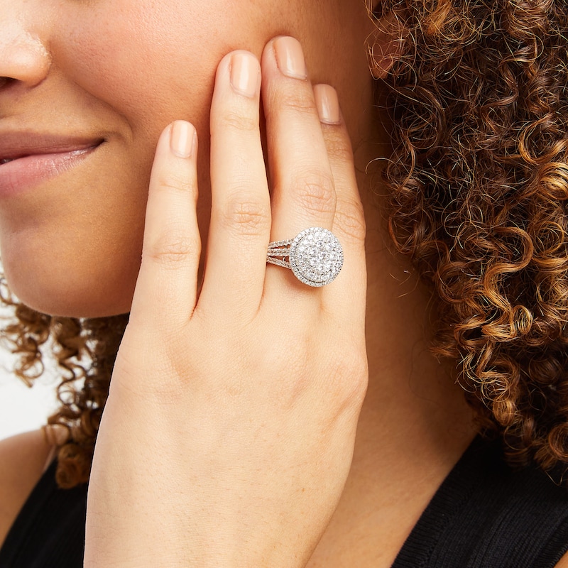 Main Image 2 of 2 CT. T.W. Multi-Diamond Triple Row Split Shank Ring in 10K White Gold
