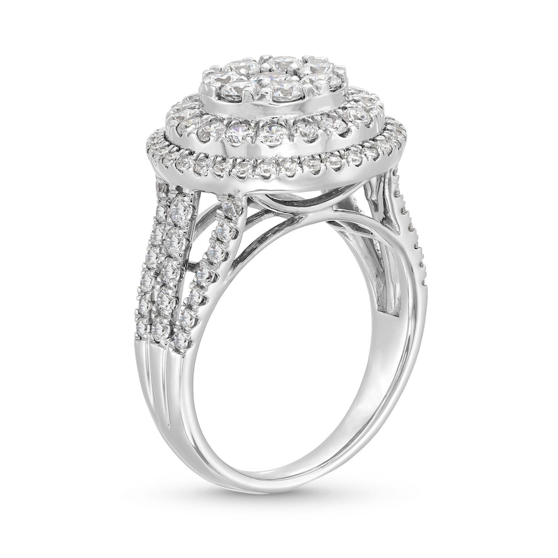 Main Image 3 of 2 CT. T.W. Multi-Diamond Triple Row Split Shank Ring in 10K White Gold