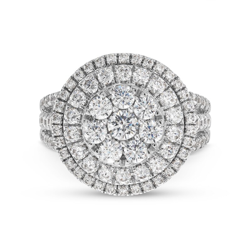 Main Image 4 of 2 CT. T.W. Multi-Diamond Triple Row Split Shank Ring in 10K White Gold
