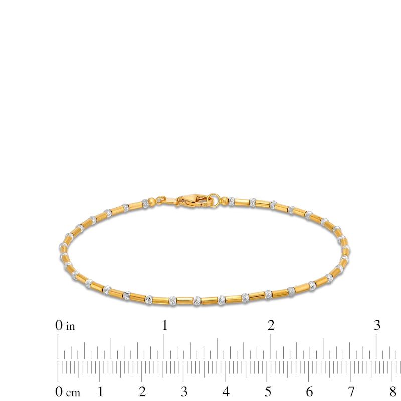 Oro Diamante™ Beaded Strand Bracelet in 14K Two-Tone Gold - 8.0"