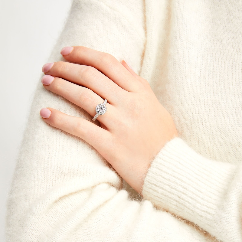 Main Image 2 of 2 CT. T.W. Certified Lab-Grown Diamond Frame Engagement Ring in 14K White Gold (F/SI2)
