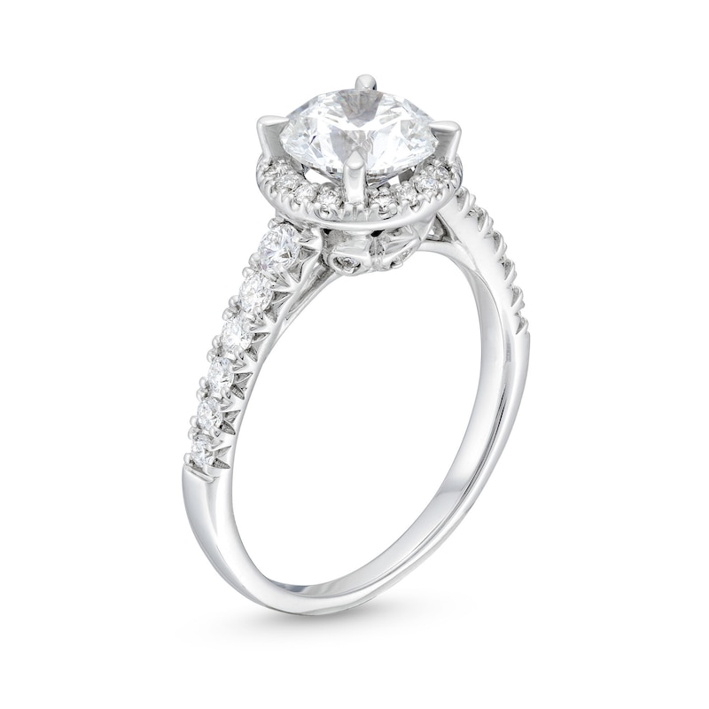 Main Image 3 of 2 CT. T.W. Certified Lab-Grown Diamond Frame Engagement Ring in 14K White Gold (F/SI2)