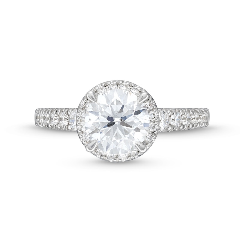 Main Image 4 of 2 CT. T.W. Certified Lab-Grown Diamond Frame Engagement Ring in 14K White Gold (F/SI2)