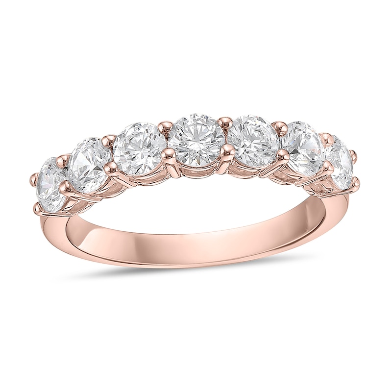 Main Image 1 of 1-1/4 CT. T.W. Diamond Seven Stone Band in 10K Rose Gold (I/I2)