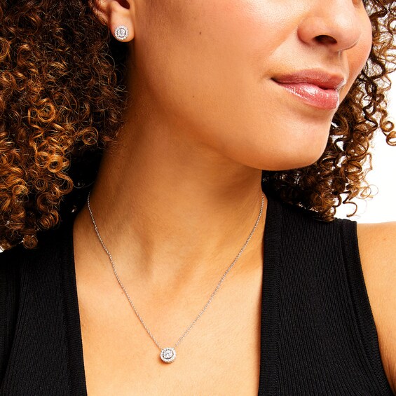 1 CT. T.w. Certified Lab-Grown Diamond Frame Pendant and Stud Earrings Set in 10K White Gold (I/I1)