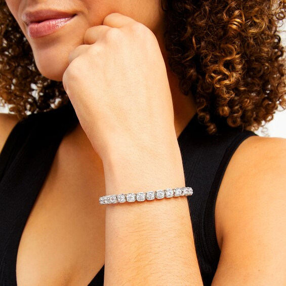 10 CT. T.w. Certified Lab-Grown Diamond Cushion Tennis-Style Bracelet in 10K White Gold (I/I1)
