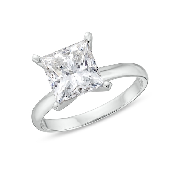 3 CT. Princess-Cut Certified Lab-Grown Diamond Solitaire Engagement Ring in 14K White Gold (I/Si2)