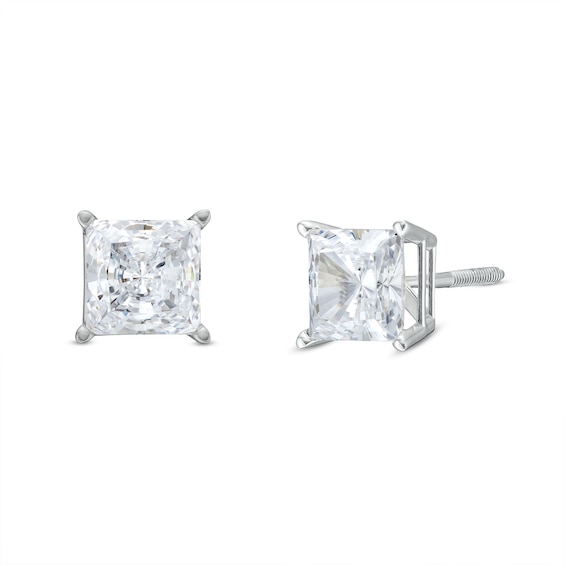 2-1/2 CT. T.w. Princess-Cut Certified Lab-Grown Diamond Solitaire Stud Earrings in 14K White Gold (I/Si2)