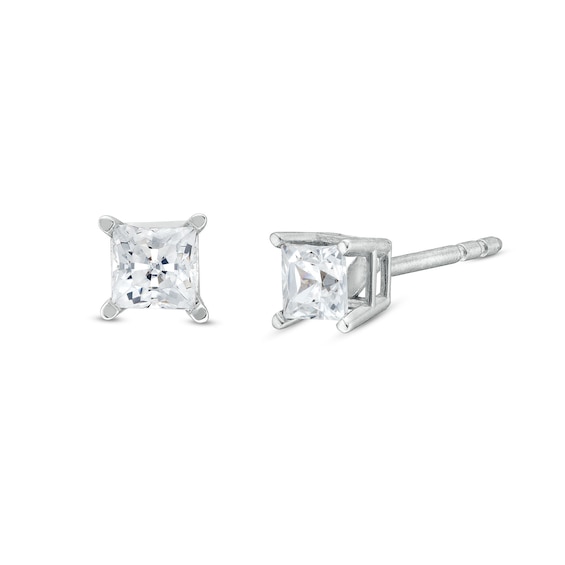 1/3 CT. T.w. Princess-Cut Certified Lab-Grown Diamond Solitaire Stud Earrings in 10K White Gold (I/Si2)