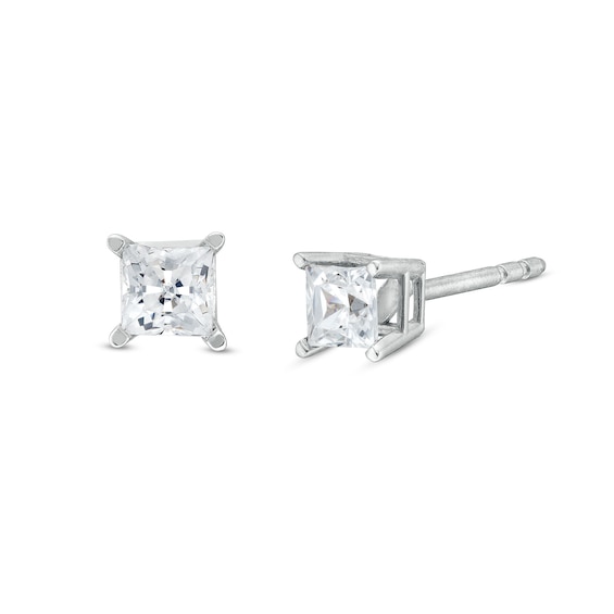 1/3 CT. T.w. Princess-Cut Certified Lab-Created Diamond Solitaire Stud Earrings in 10K White Gold (I/Si2)