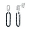 Thumbnail Image 1 of 1/4 CT. T.W. Black and White Diamond Elongated Paperclip Drop Earrings in Sterling Silver