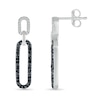 Thumbnail Image 2 of 1/4 CT. T.W. Black and White Diamond Elongated Paperclip Drop Earrings in Sterling Silver