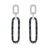 Thumbnail Image 3 of 1/4 CT. T.W. Black and White Diamond Elongated Paperclip Drop Earrings in Sterling Silver