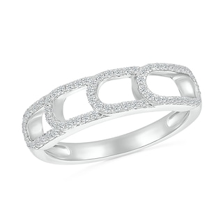 1/4 CT. T.W. Diamond Sideways Paperclip Stack Ring in Sterling Silver