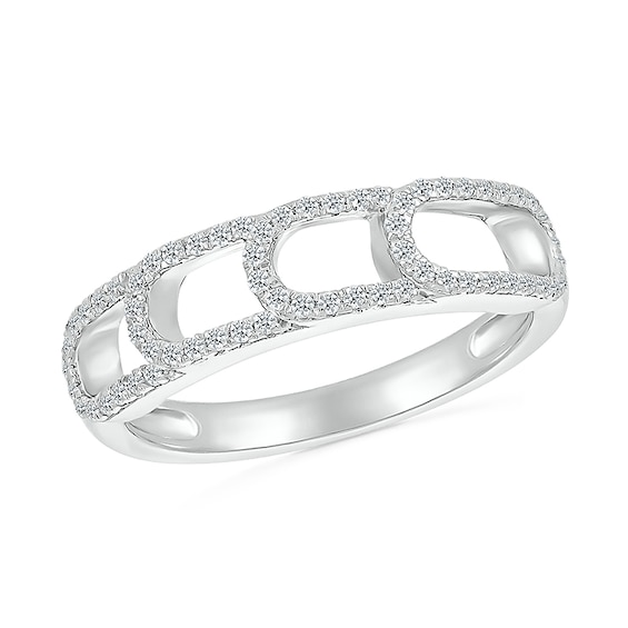 1/4 CT. T.w. Diamond Sideways Paperclip Stack Ring in Sterling Silver