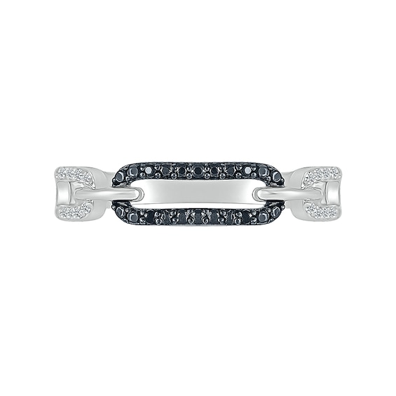 1/8 CT. T.w. Black and White Diamond Interlocking Paperclip Ring in Sterling Silver