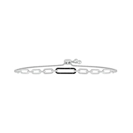 1/4 CT. T.W. Black and White Diamond Paperclip Bolo Bracelet in Sterling Silver - 9.5"