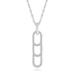 1/5 CT. T.W. Diamond Linear Paperclip Stack Pendant in Sterling Silver