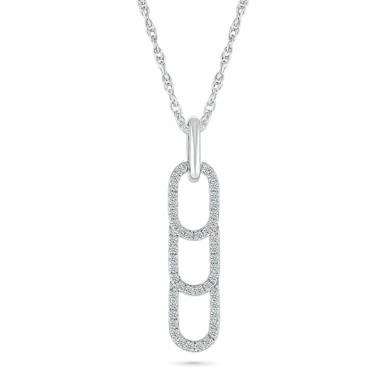 1/5 CT. T.w. Diamond Linear Paperclip Stack Pendant in Sterling Silver
