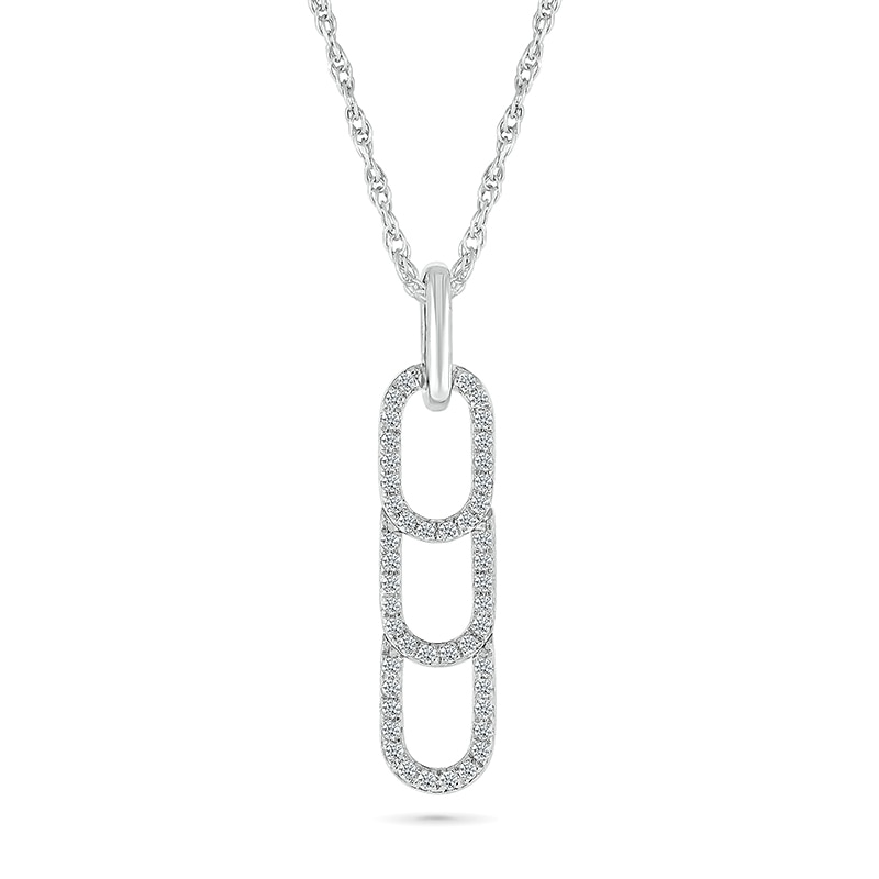 Main Image 1 of 1/5 CT. T.W. Diamond Linear Paperclip Stack Pendant in Sterling Silver