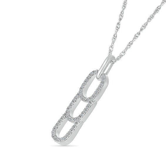 1/5 CT. T.w. Diamond Linear Paperclip Stack Pendant in Sterling Silver