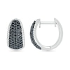 Thumbnail Image 2 of 1/2 CT. T.W. Black and White Diamond Rope Edge Dome Hoop Earrings in Sterling Silver