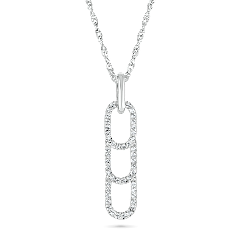 Main Image 1 of 1/5 CT. T.W. Diamond Linear Paperclip Stack Pendant in Sterling Silver