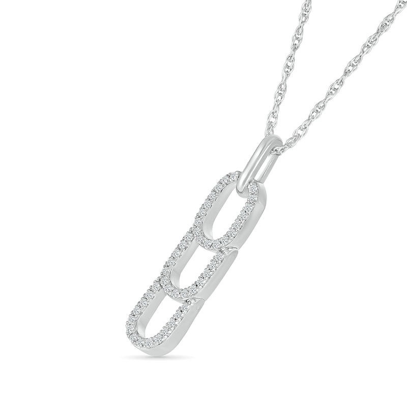Main Image 2 of 1/5 CT. T.W. Diamond Linear Paperclip Stack Pendant in Sterling Silver