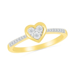 1/10 CT. T.W. Multi-Diamond Heart Ring in Sterling Silver with 10K Gold Plate