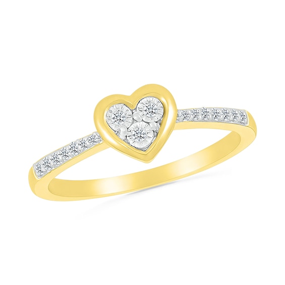 1/10 CT. T.w. Multi-Diamond Heart Ring in Sterling Silver with 10K Gold Plate