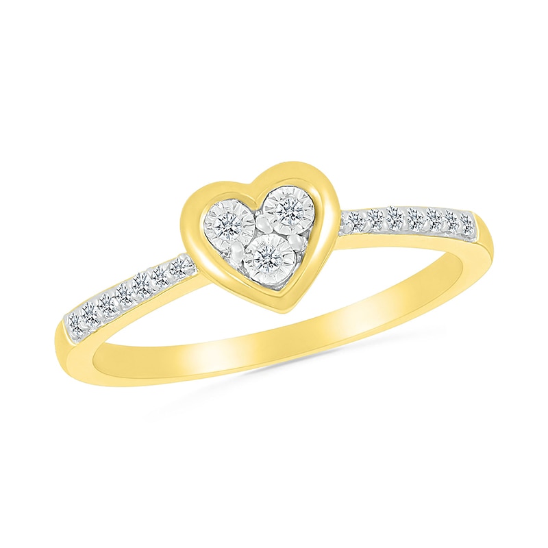Main Image 1 of 1/10 CT. T.W. Multi-Diamond Heart Ring in Sterling Silver with 10K Gold Plate