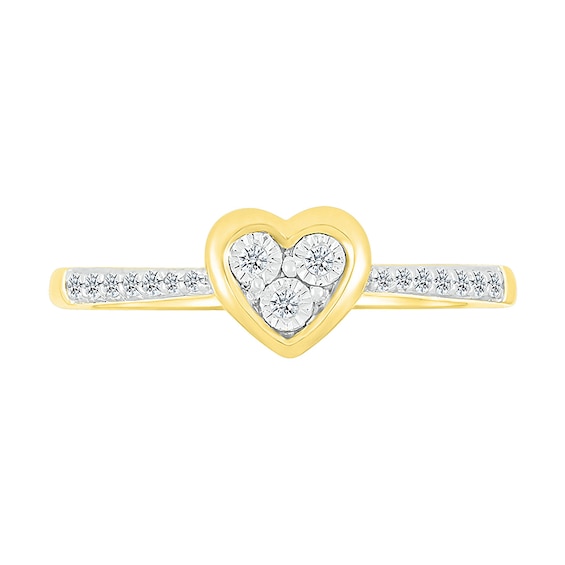 1/10 CT. T.w. Multi-Diamond Heart Ring in Sterling Silver with 10K Gold Plate