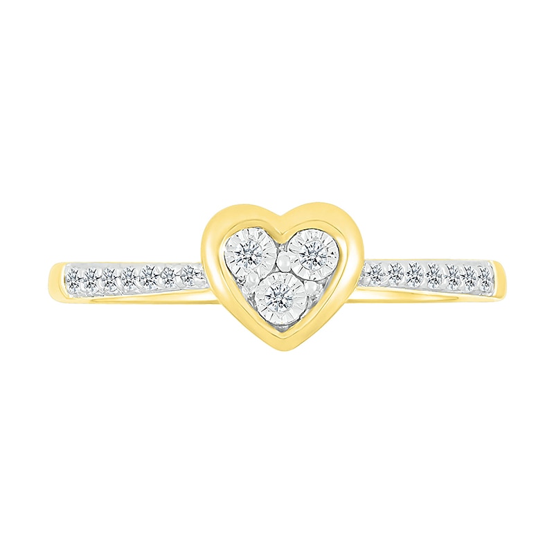 Main Image 2 of 1/10 CT. T.W. Multi-Diamond Heart Ring in Sterling Silver with 10K Gold Plate