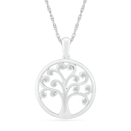 1/20 CT. T.W. Diamond Curly Tree of Life Pendant in Sterling Silver