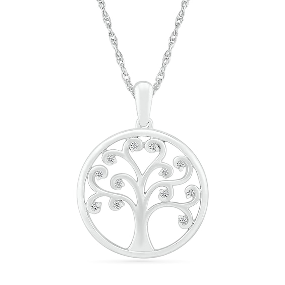 1/20 CT. T.w. Diamond Curly Tree of Life Pendant in Sterling Silver