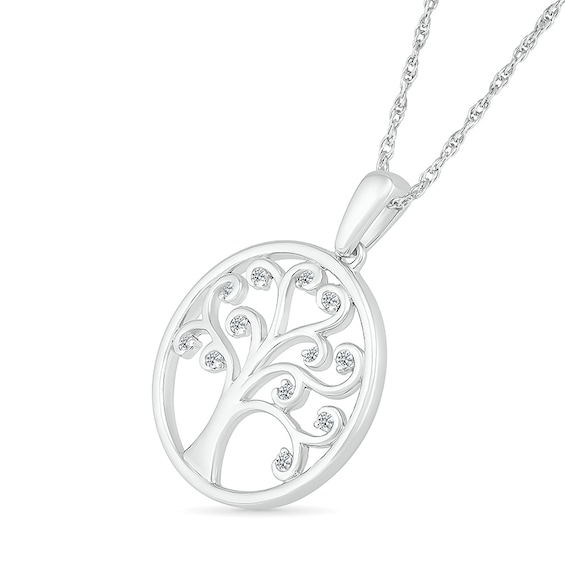 1/20 CT. T.w. Diamond Curly Tree of Life Pendant in Sterling Silver
