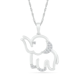 1/10 CT. T.W. Diamond Chubby Elephant Pendant in Sterling Silver