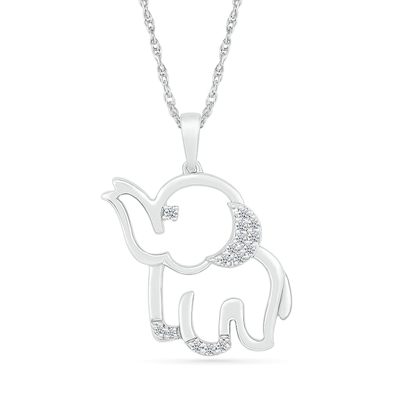 1/10 CT. T.w. Diamond Chubby Elephant Pendant in Sterling Silver