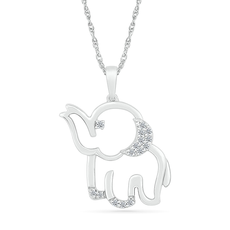 Main Image 1 of 1/10 CT. T.W. Diamond Chubby Elephant Pendant in Sterling Silver