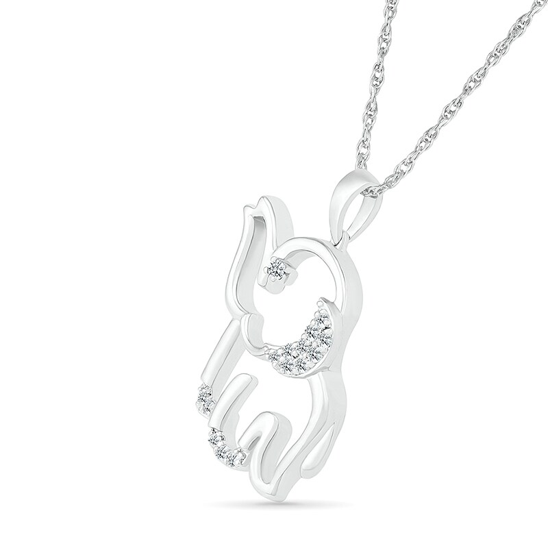 Main Image 2 of 1/10 CT. T.W. Diamond Chubby Elephant Pendant in Sterling Silver