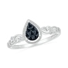 Thumbnail Image 1 of 1/6 CT. T.W. Pear Black Multi-Diamond Teardrop and Scrollwork Ring in Sterling Silver