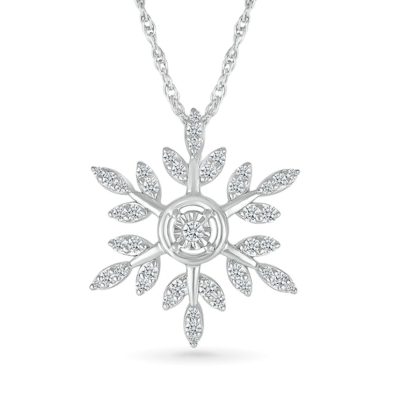 1/5 CT. T.w. Diamond Branch Snowflake Pendant in Sterling Silver