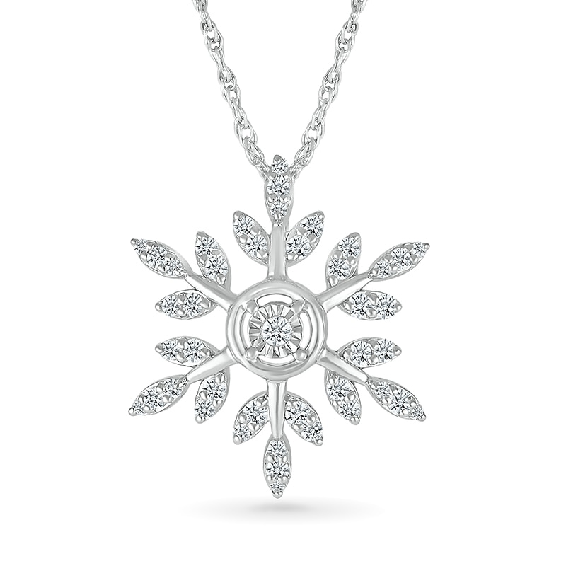 Main Image 1 of 1/5 CT. T.W. Diamond Branch Snowflake Pendant in Sterling Silver