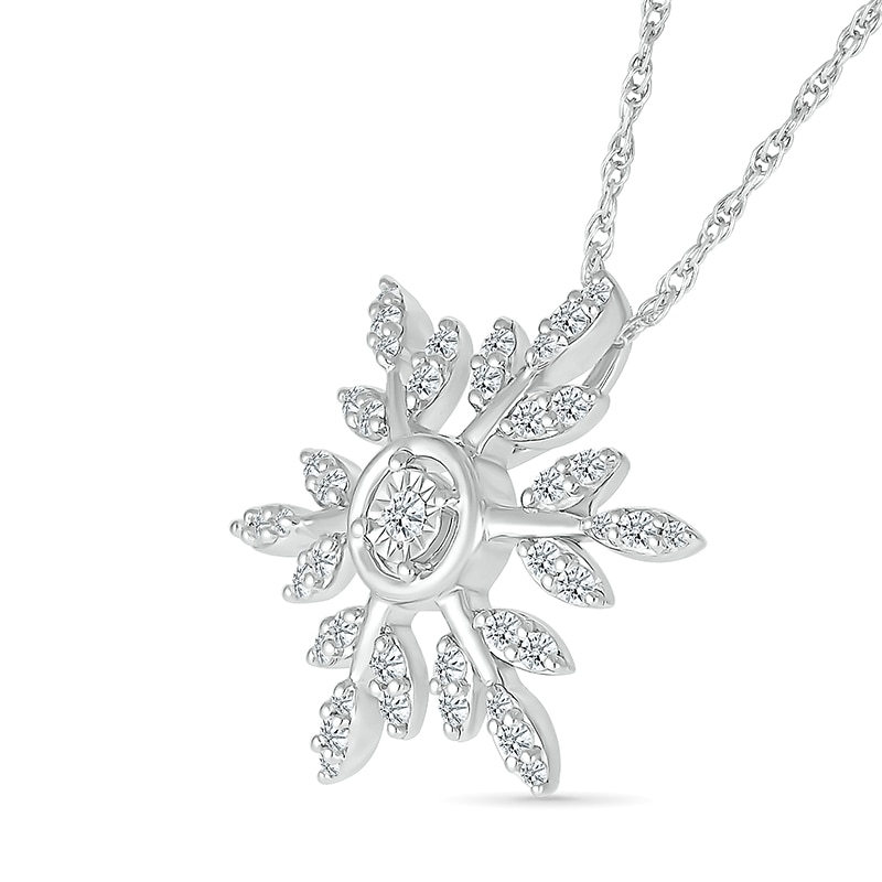 Main Image 2 of 1/5 CT. T.W. Diamond Branch Snowflake Pendant in Sterling Silver