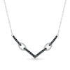 Thumbnail Image 1 of 1/3 CT. T.W. Black and White Diamond Paperclip Chevron Necklace in Sterling Silver